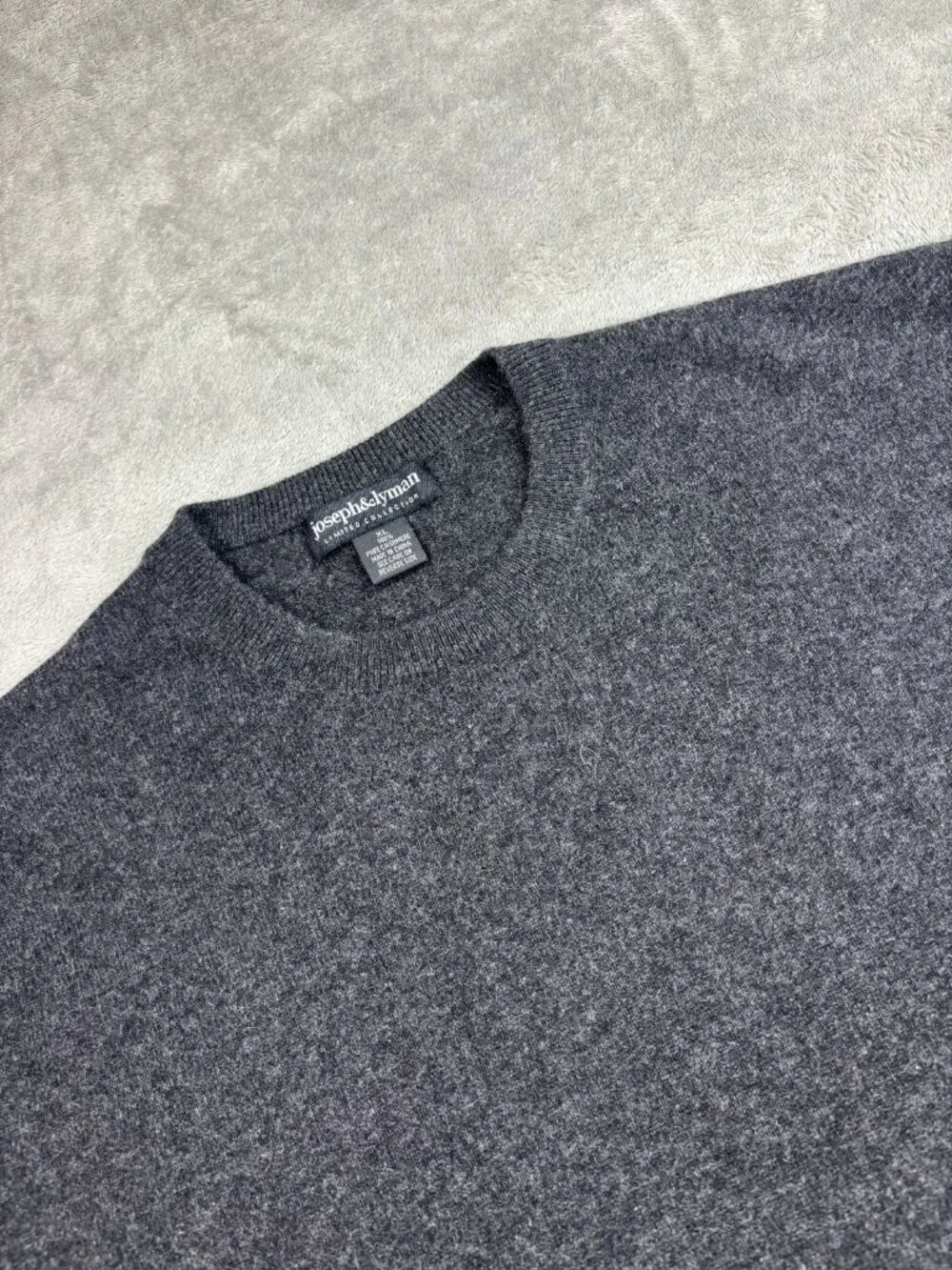 Joseph & Lyman Limited Collection Sweater Mens XL Gray Cashmere Ribbed Crew Neck